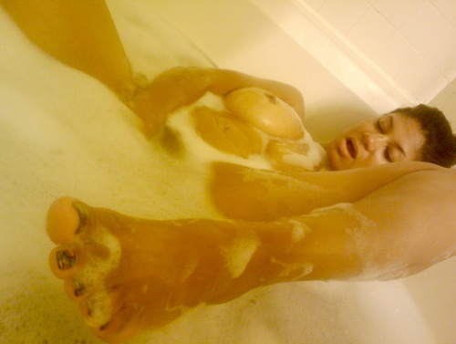bathtub breasts dark_skin feet masturbation nude photo pussy toes water