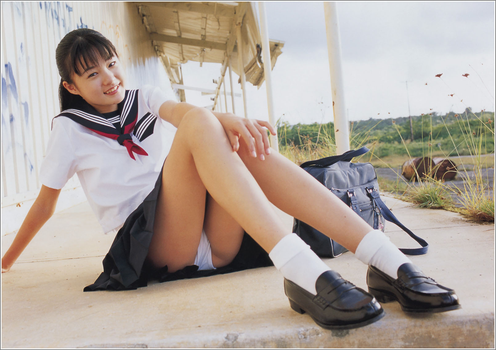 asian highres japanese panties school_uniform schoolgirl seifuku serafuku shihono_ryo solo underwear