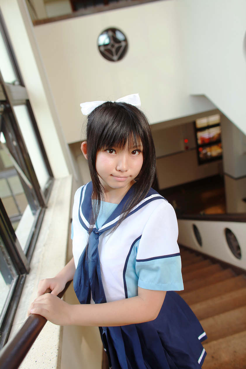 asian black_hair breasts cosplay enako female long_hair solo