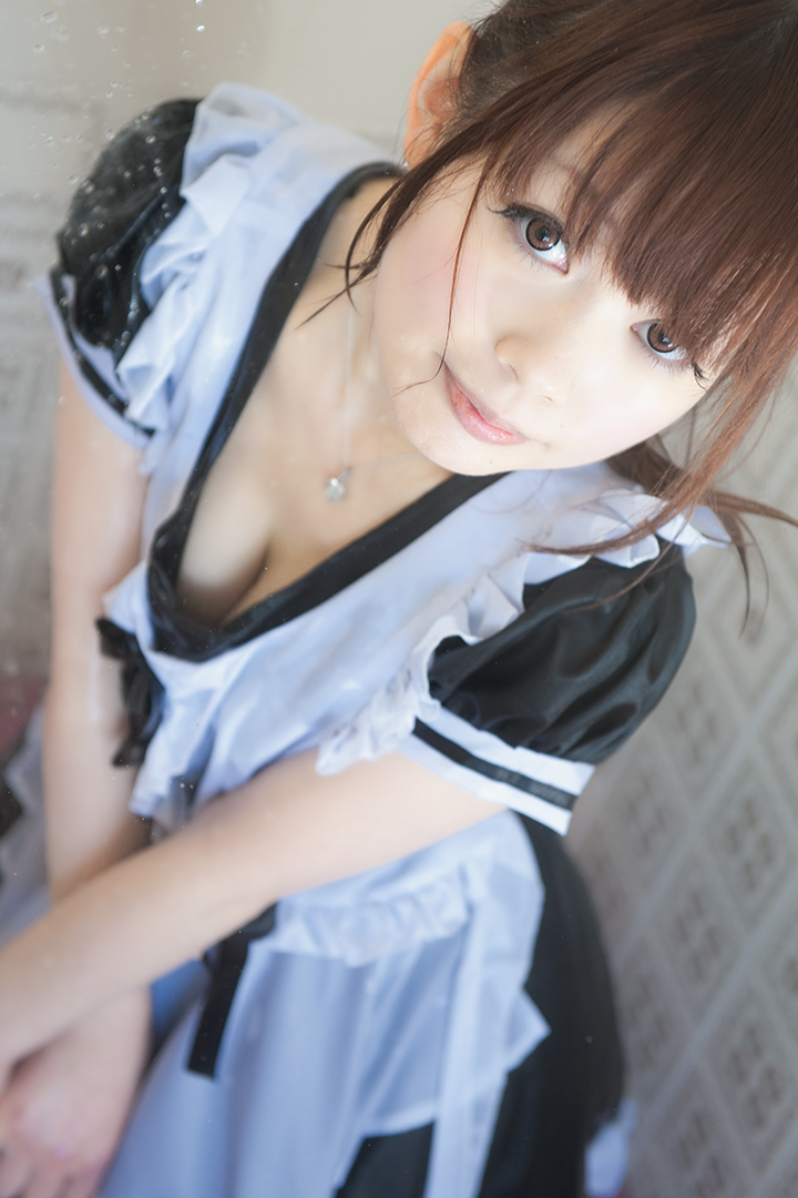 asian breasts brown_hair cosplay female long_hair shizuku solo