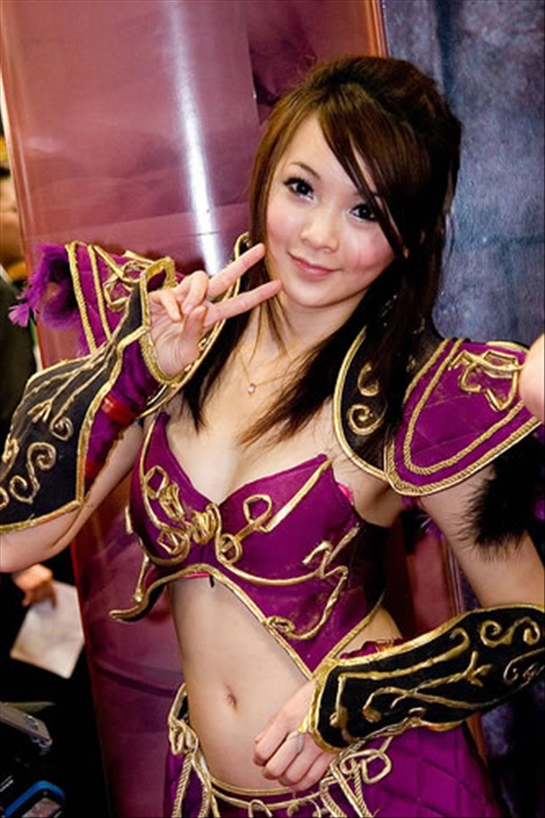 asian convention cosplay female navel photo real_person v