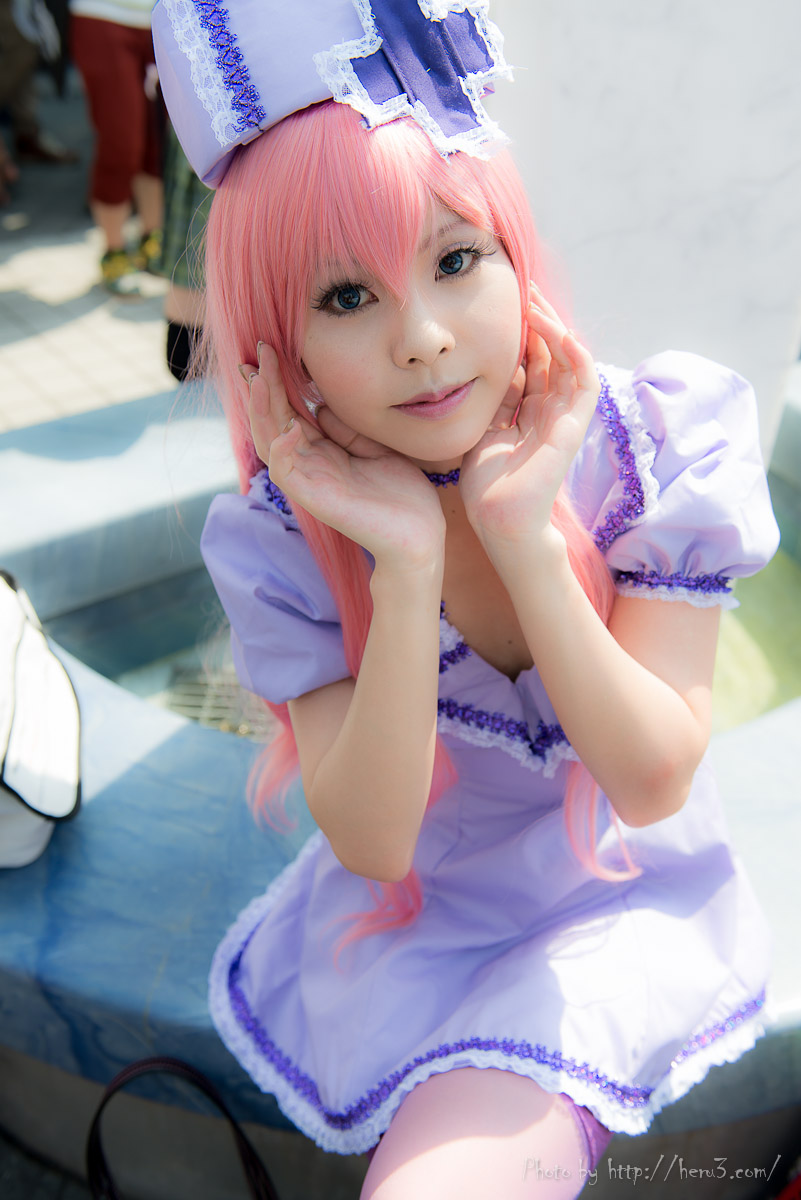 asian breasts cosplay long_hair outside pink_hair