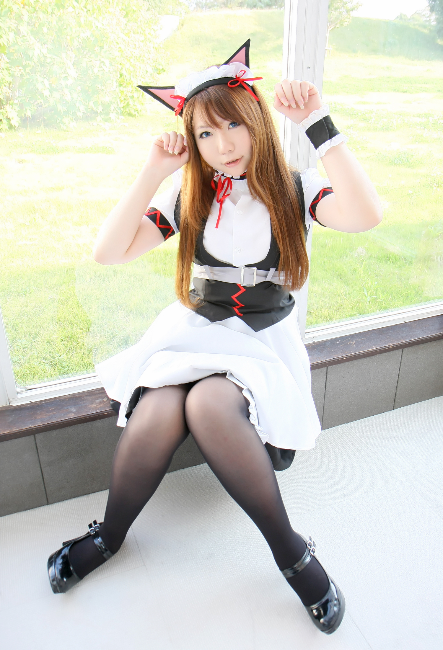 asian breasts brown_hair cosplay female large_breasts long_hair solo