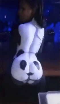 animated ass ass_shake bodypaint dancing female from_behind gif huge_ass jiggle looking_back panda solo twerking