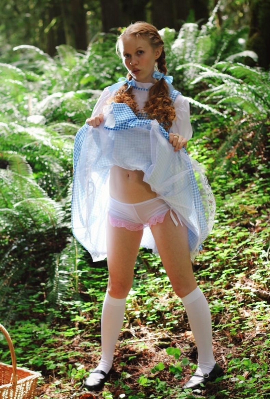 cosplay dorothy_gale female panties pink_panties skirt_lift solo wizard_of_oz