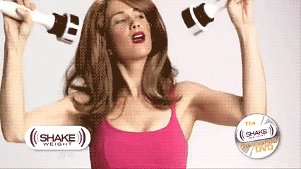 animated breasts classic_snl_shake_weight_parody cleavage fitness gif mouth_open shake_weight