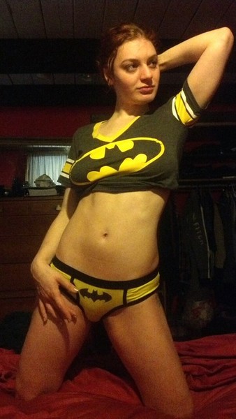 batman bedroom bottomless icon panties photo selfpic shirt