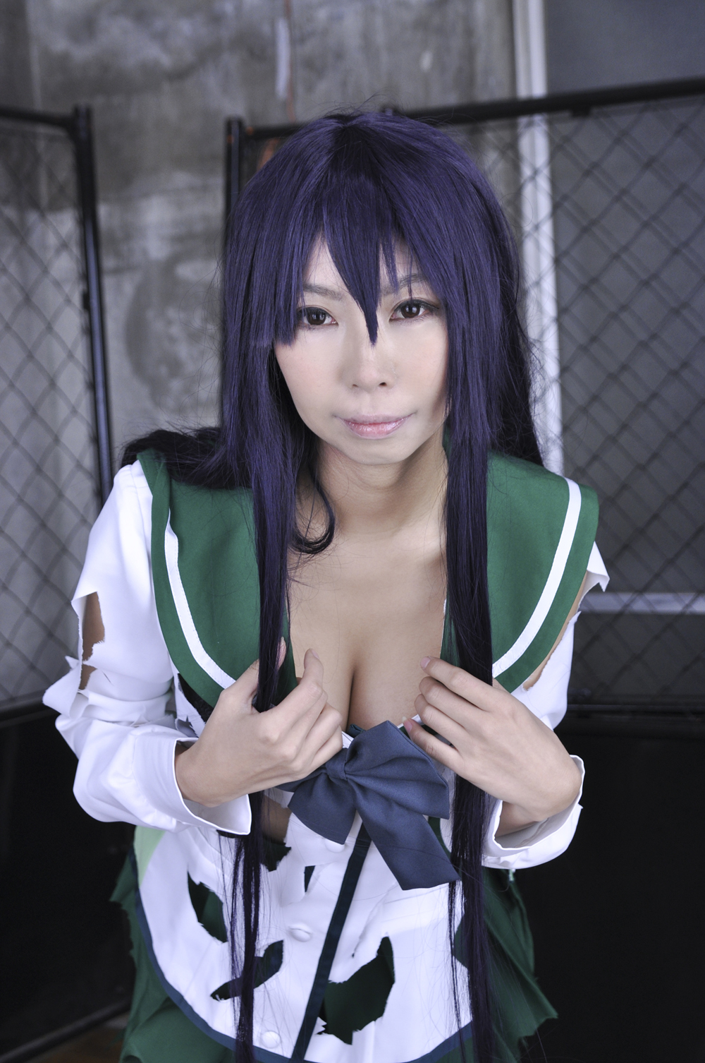 ashiya_noriko asian breasts cosplay female long_hair purple_hair solo
