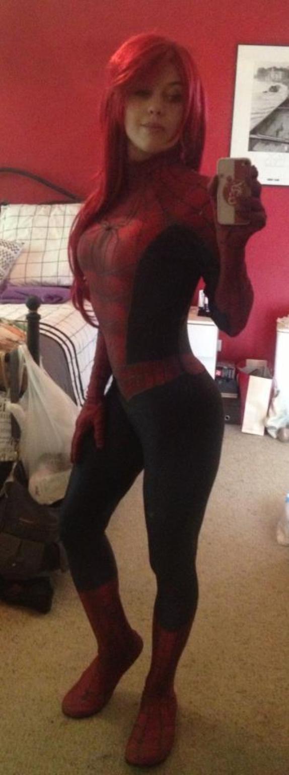 1girl clothed clothed_female clothes clothing cosplay costume female female_only long_hair marvel marvel_comics mary_jane_watson mirror non-nude photo real real_person red_hair redhead selfie selfpic solo spider-man_(series)