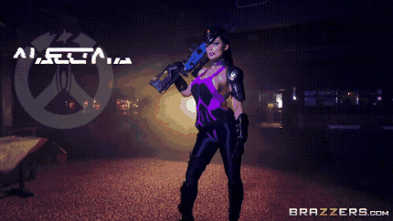 1boy 1boy1girl 1girl aletta_ocean animated big_ass bust busty cosplay cum fake_breasts fellatio gif huge_breasts implants large_breasts oral outercourse overwatch penis voluptuous wide_hips widowmaker