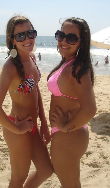 2girls beach bikini female female_only photo real_person sunglasses water