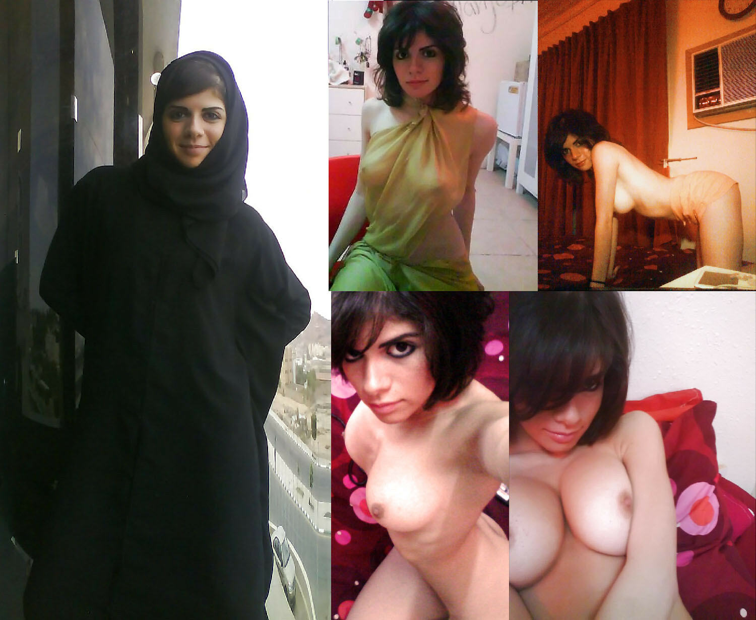 amateur breasts collage eyeliner female hijab muslim nipples niqab nude photo presenting see-through selfie split_screen veil