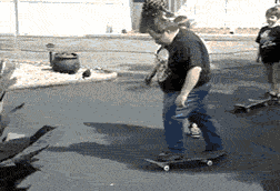 animated animated_gif full_body gif human photo plump skateboard