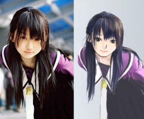 1girl anime compare photo