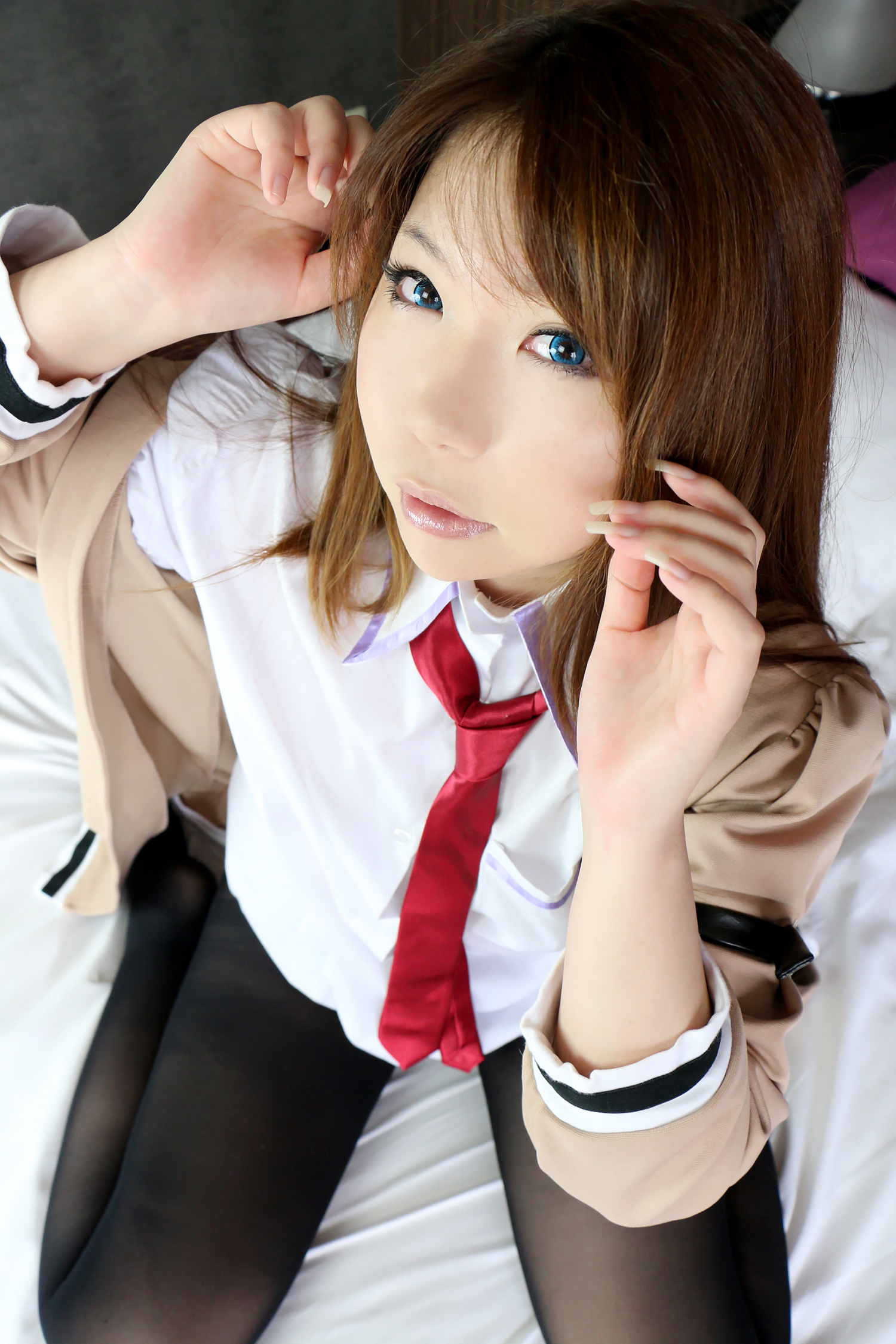 asian breasts brown_hair cosplay female large_breasts long_hair solo