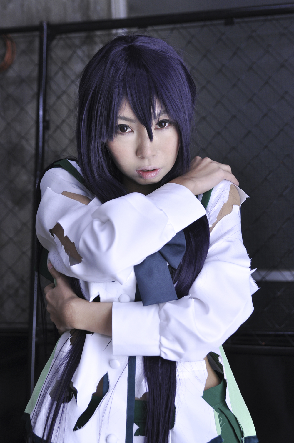 ashiya_noriko asian breasts cosplay female long_hair purple_hair solo
