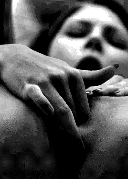 1girl breasts female gif masturbation monochrome nipples photo pussy wet