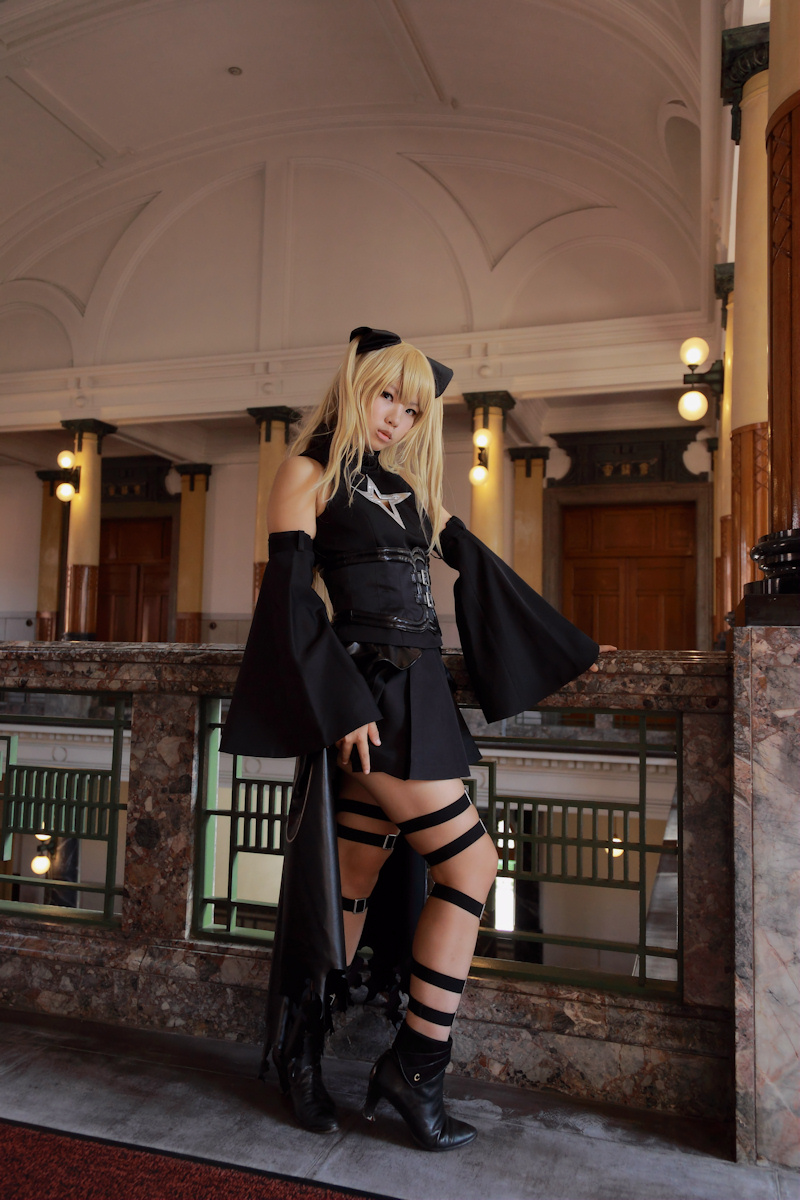 asian blonde_hair breasts cosplay enako female long_hair pigtails solo