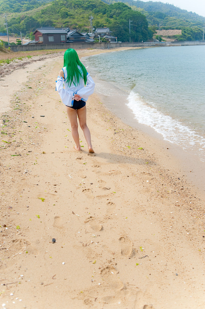 asian ass breasts female green_hair lenfried long_hair looking_back solo watermark