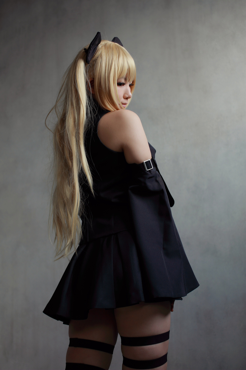 asian blonde_hair breasts cosplay enako female long_hair pigtails solo