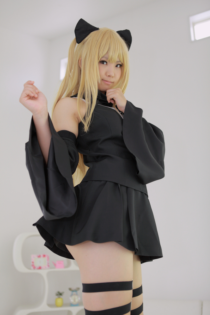 asian blonde_hair breasts cosplay enako female long_hair pigtails solo