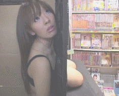 1male animated asian breasts brown_hair female gif hitomi_tanaka huge_breasts long_hair solo