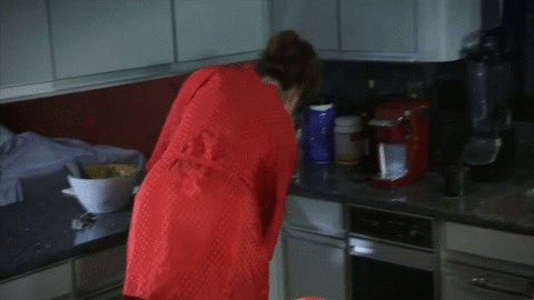 animated ass bathrobe bending_over gif kitchen milf mother no_panties pov pussy red red_robe stockings upskirt voyeur