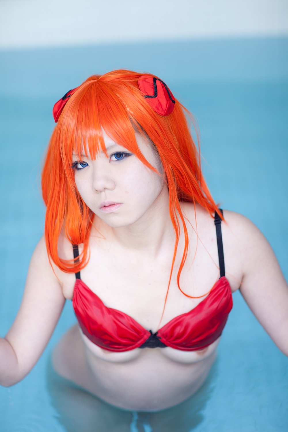 asian asuka_langley_sohryu breasts cosplay female long_hair neon_genesis_evangelion orange_hair solo