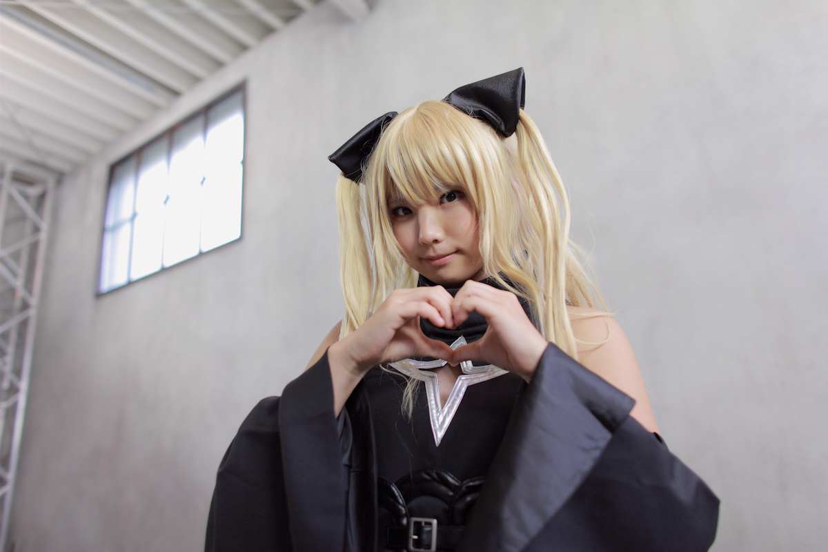 asian blonde_hair breasts cosplay enako female long_hair pigtails solo