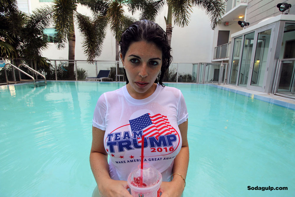 2016 breasts donald_trump female jewish jewish_female politics pool t-shirt text watermark wet yael_farache