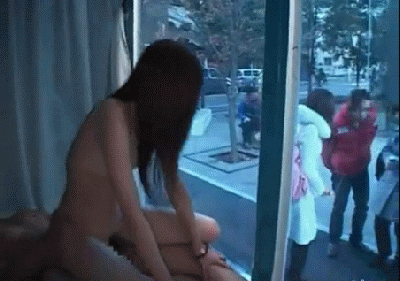 1boy animated asian breasts censored female gif japanese nipples photo pubic_hair public sex window