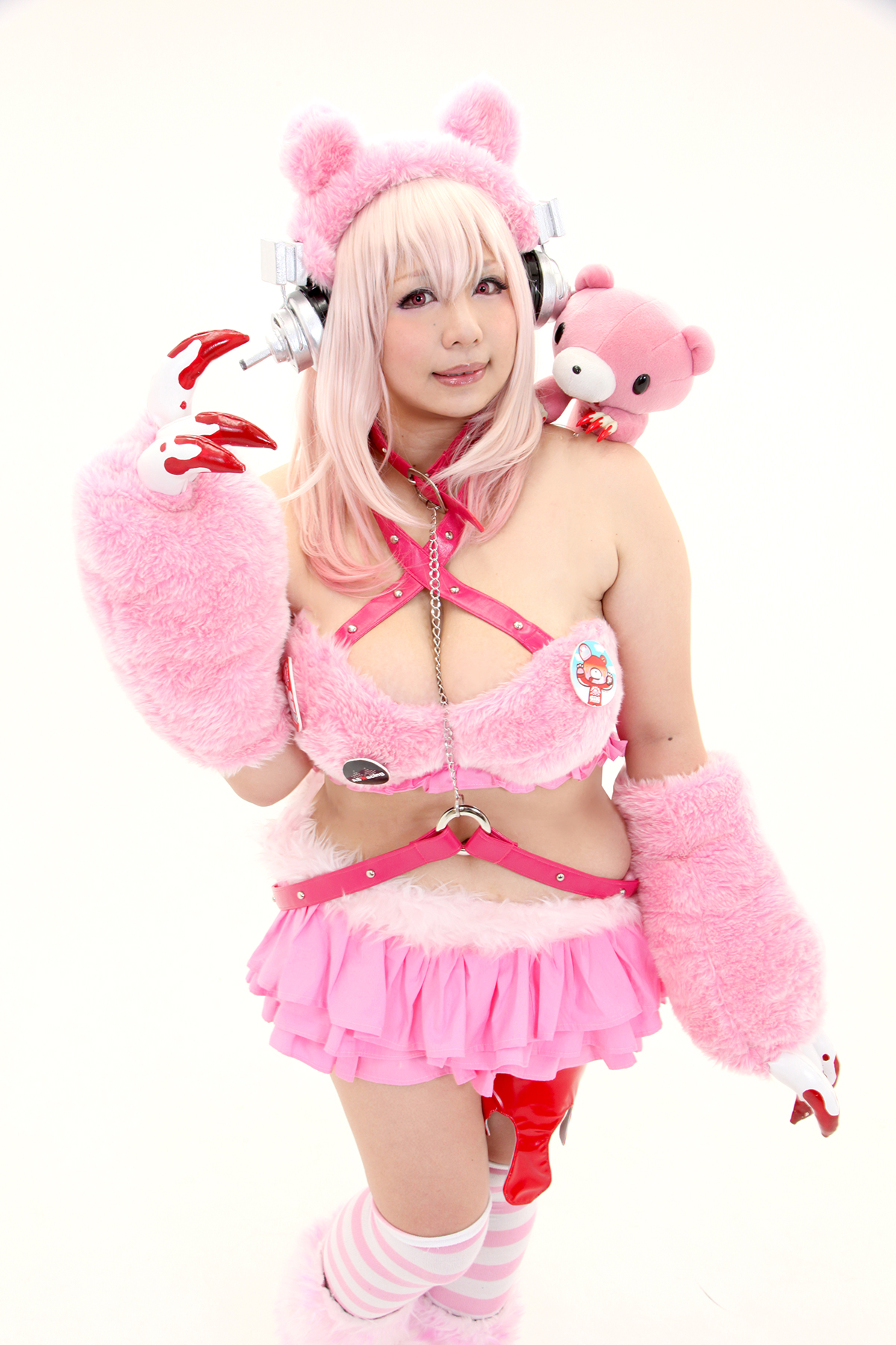 asian breasts chouzuki_maryou cosplay female huge_breasts long_hair pink_hair plump solo