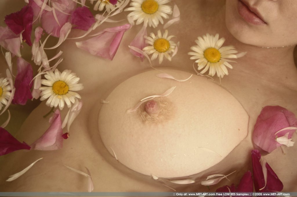 bath bathing breasts erect_nipples flower lips met-art nipples nude solo water
