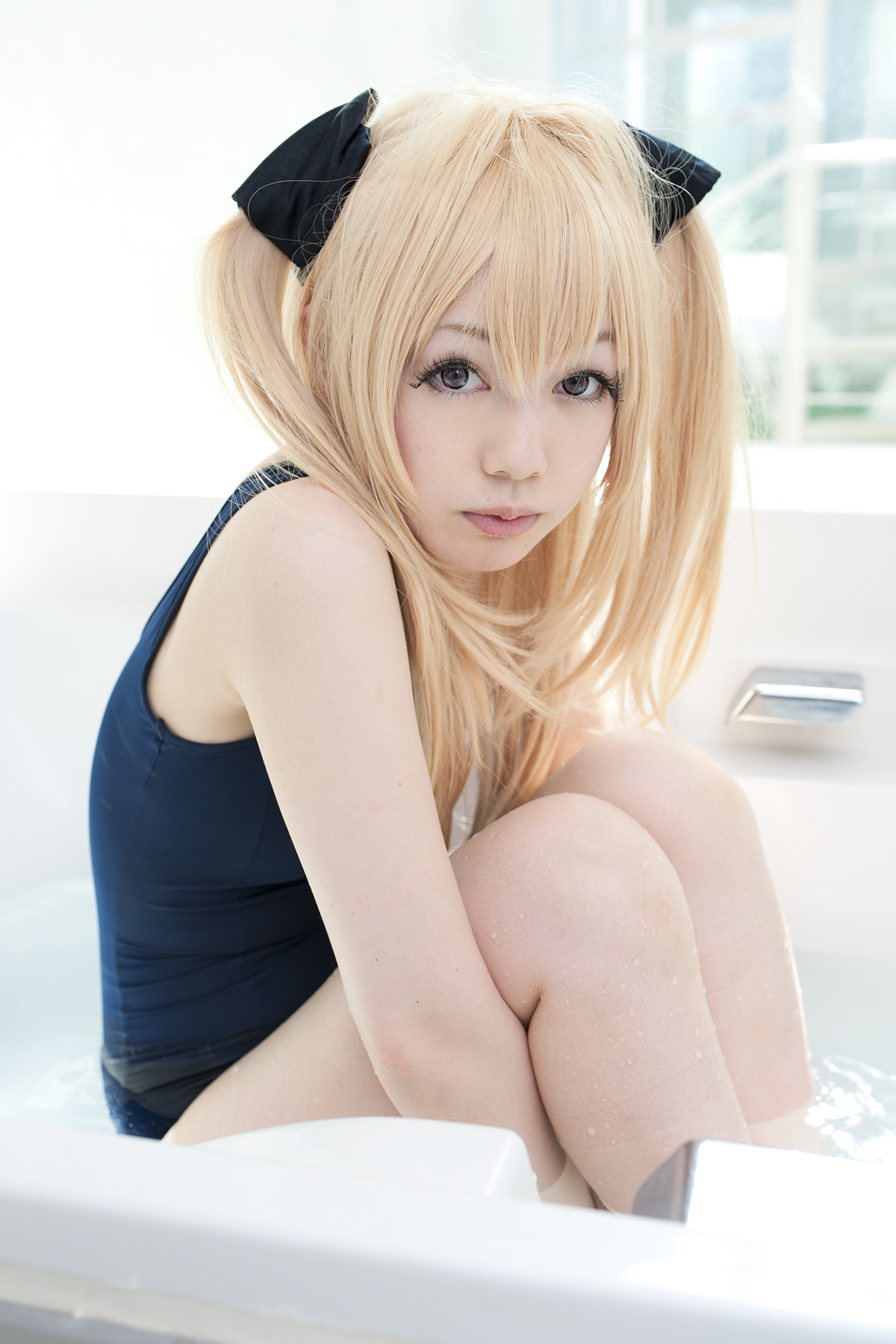 asian breasts brown_hair cosplay female long_hair solo twintails