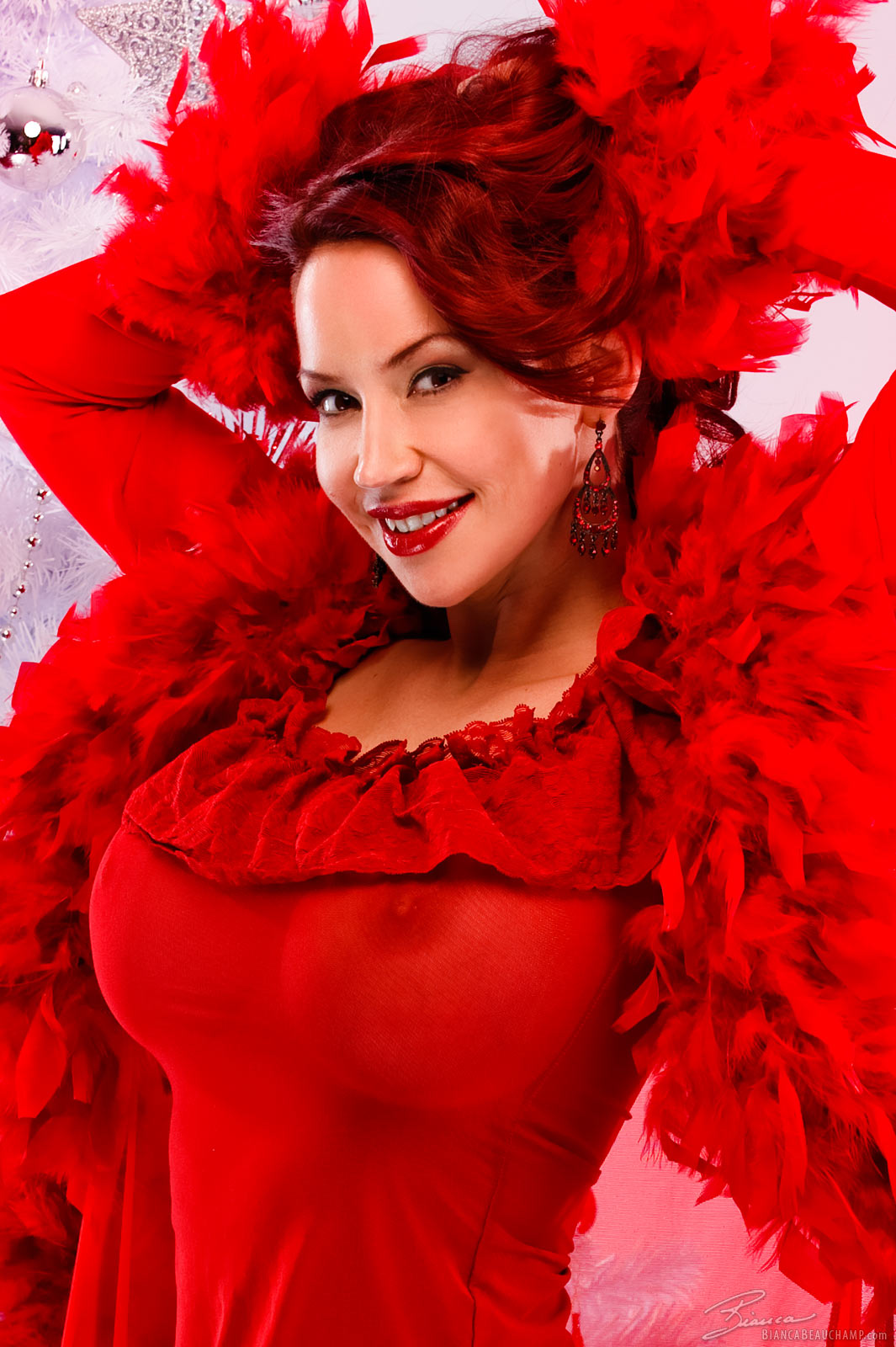 bianca_beauchamp breasts female large_breasts latex long_hair red_hair solo