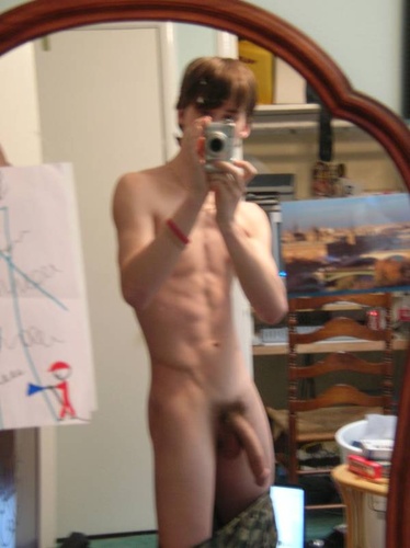 bedroom gay long_penis male photo reflection self_shot