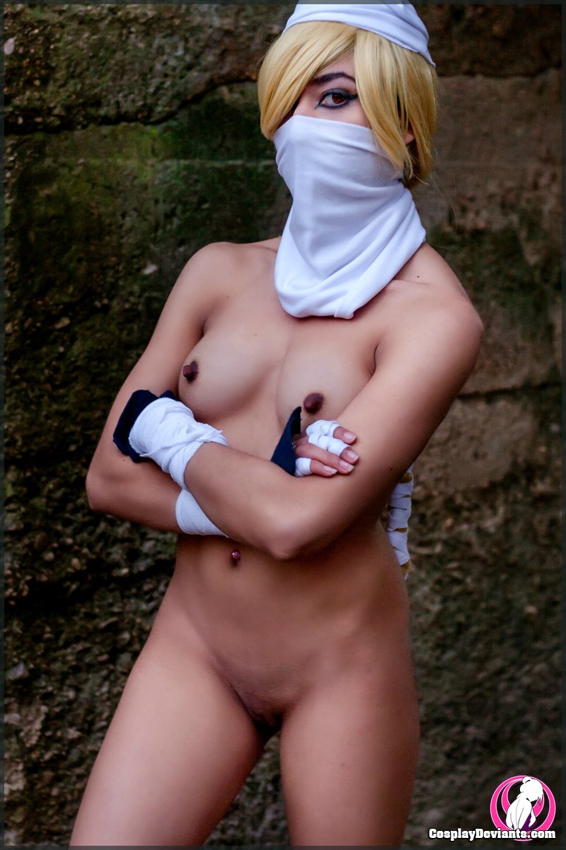 1girl athena_skye blonde_hair breasts cosplay cosplaydeviants crossed_arms dark_nipples erect_nipples female female_only looking_at_viewer navel nipples ocarina_of_time pose posing pussy sheik sheik_(cosplay) small_breasts solo standing the_legend_of_zelda