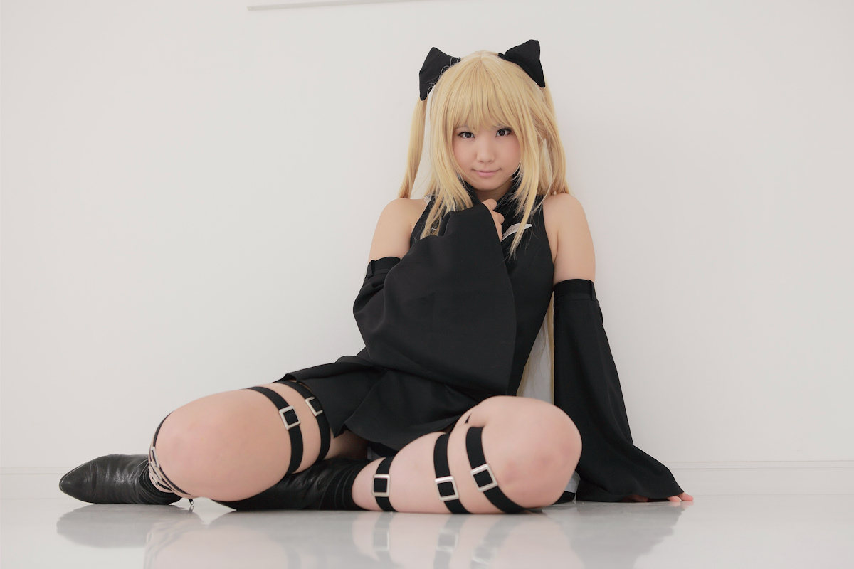 asian blonde_hair breasts cosplay enako female long_hair pigtails solo