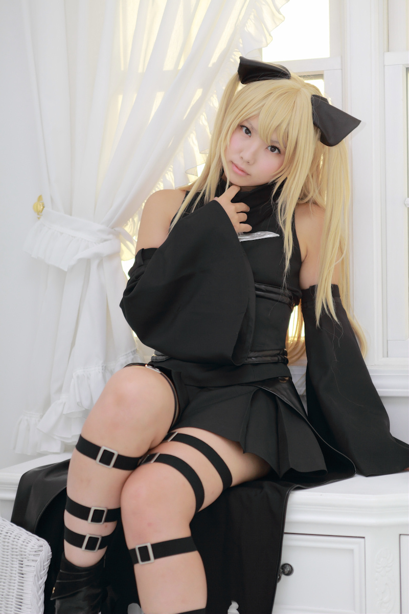 asian blonde_hair breasts cosplay enako female long_hair pigtails solo