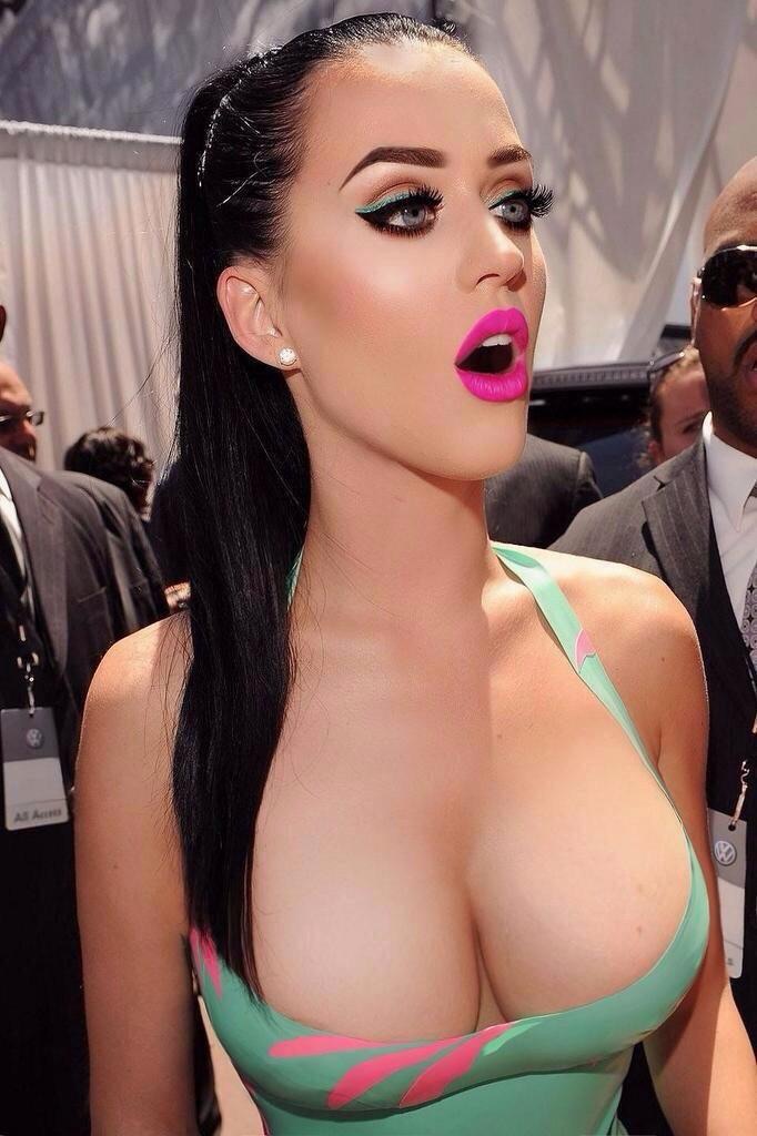 breasts celebrity cleavage female katy_perry open_mouth