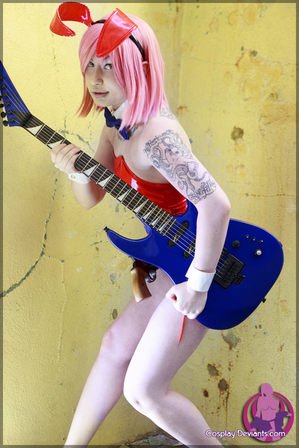 breasts cosplay female long_hair pink_hair porphyria solo watermark