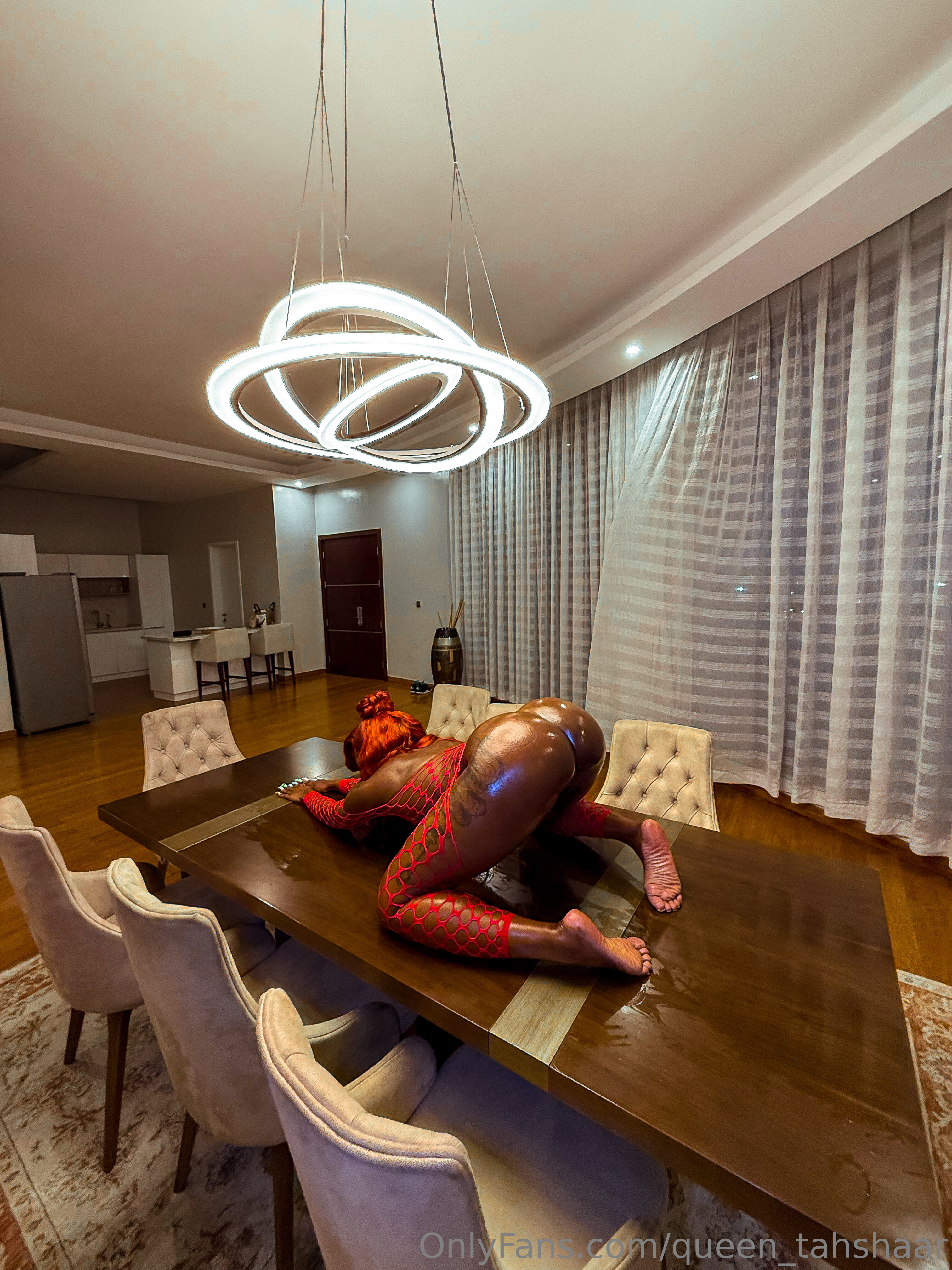 1girl ass clothed clothed_female female female_focus female_only female_solo oil oiled oiled_ass onlyfans partially_clothed queen_tahshar solo solo_female solo_focus top-down_bottom-up watermark