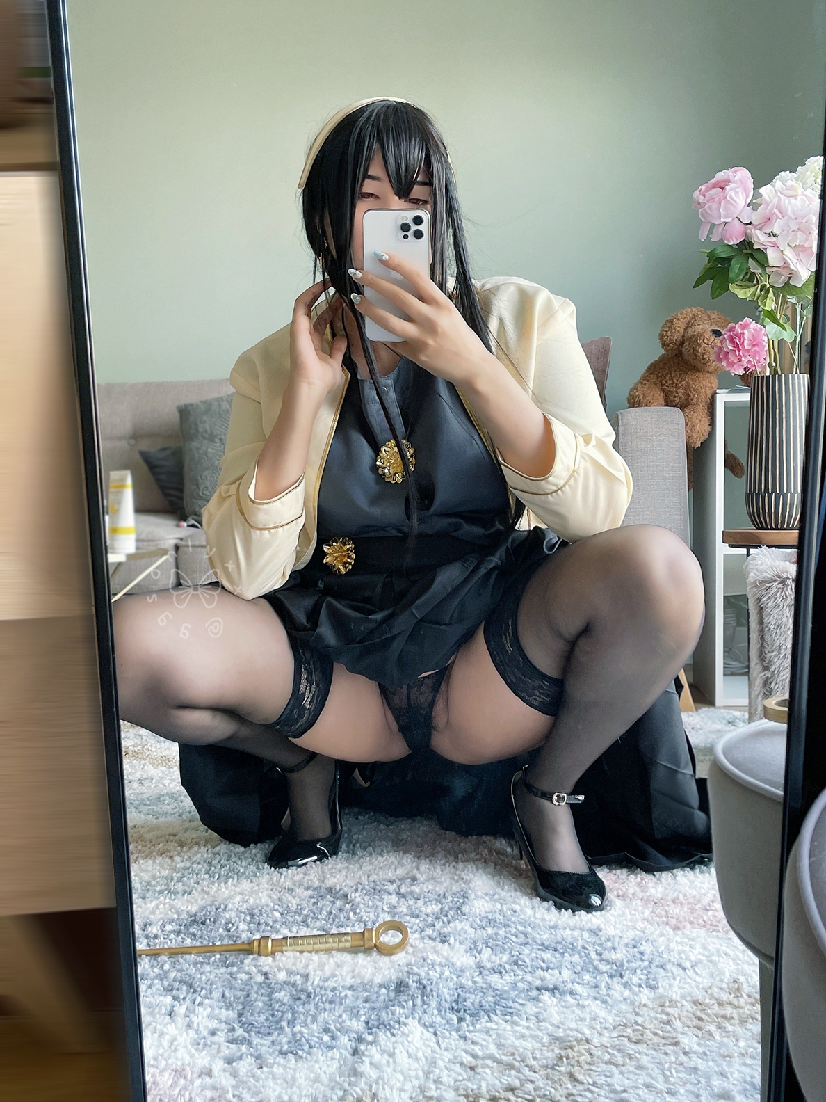 1girl female female_only ggsonlyxx leggings light-skinned_female onlyfans onlyfans_model onlyfans_username solo solo_female spy_x family tease teasing thick_thighs thighhighs yor_briar yor_forger