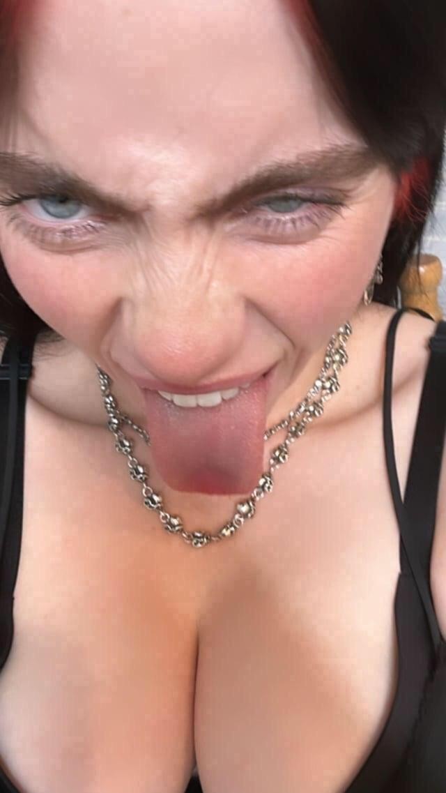 big_ass big_breasts billie_eilish celeb celebrity cleavage huge_breasts large_ass large_breasts singer single_female tease teasing tongue tongue_out