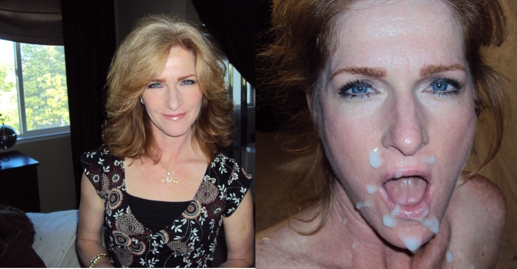 before_and_after cum cumshot facial mature milf open_mouth photo.