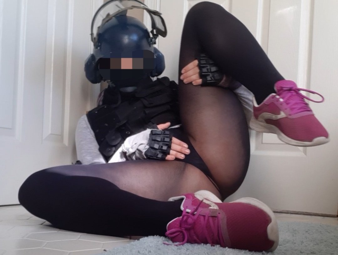 censored cosplay helmet indyee iq_(r6s) rainbow_six rainbow_six_siege stockings tagme