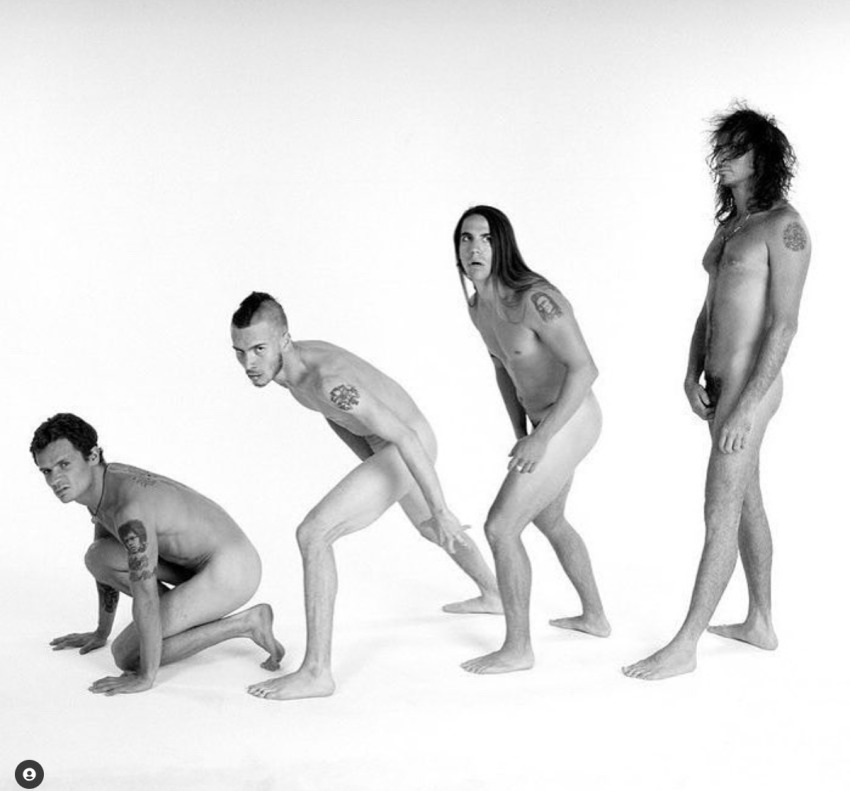 1991 anthony_kiedis bending buttocks chad_smith flea gay john_frusciante men naked nude red_hot_chili_peppers_(band)