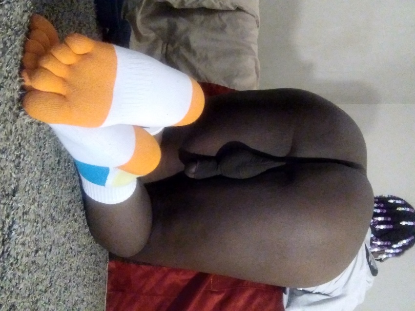 1boy ass bed bedroom bottomless braids dark-skinned_male dark_skin ebony feet femboy gay male male_only penis sissy small_penis socks testicles thick_thighs