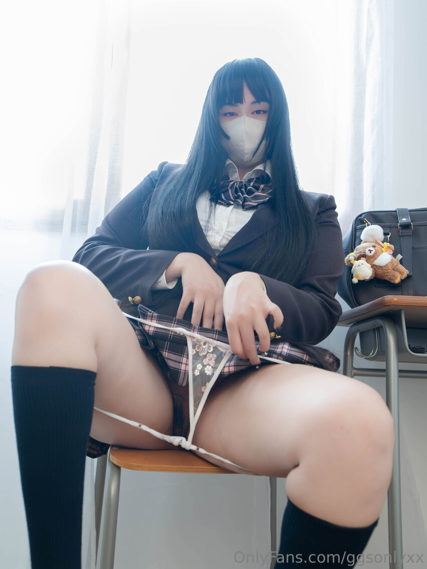 1girl asian asian_female female_only ggsonlyxx school_uniform schoolgirl solo solo_female tease teaser teasing thick_thighs thighs