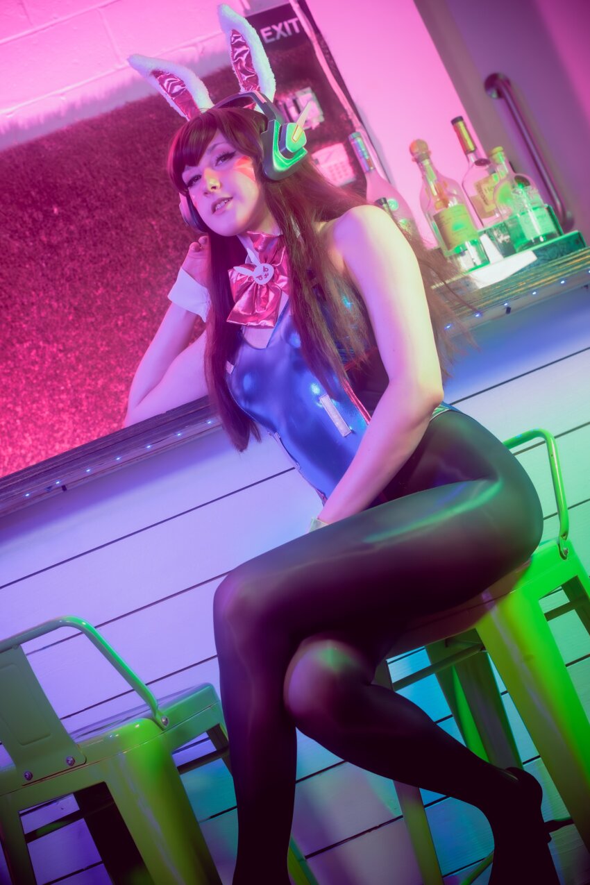 bunny_girl cosplay d.va leotard mangoloo overwatch pantyhose small_breasts